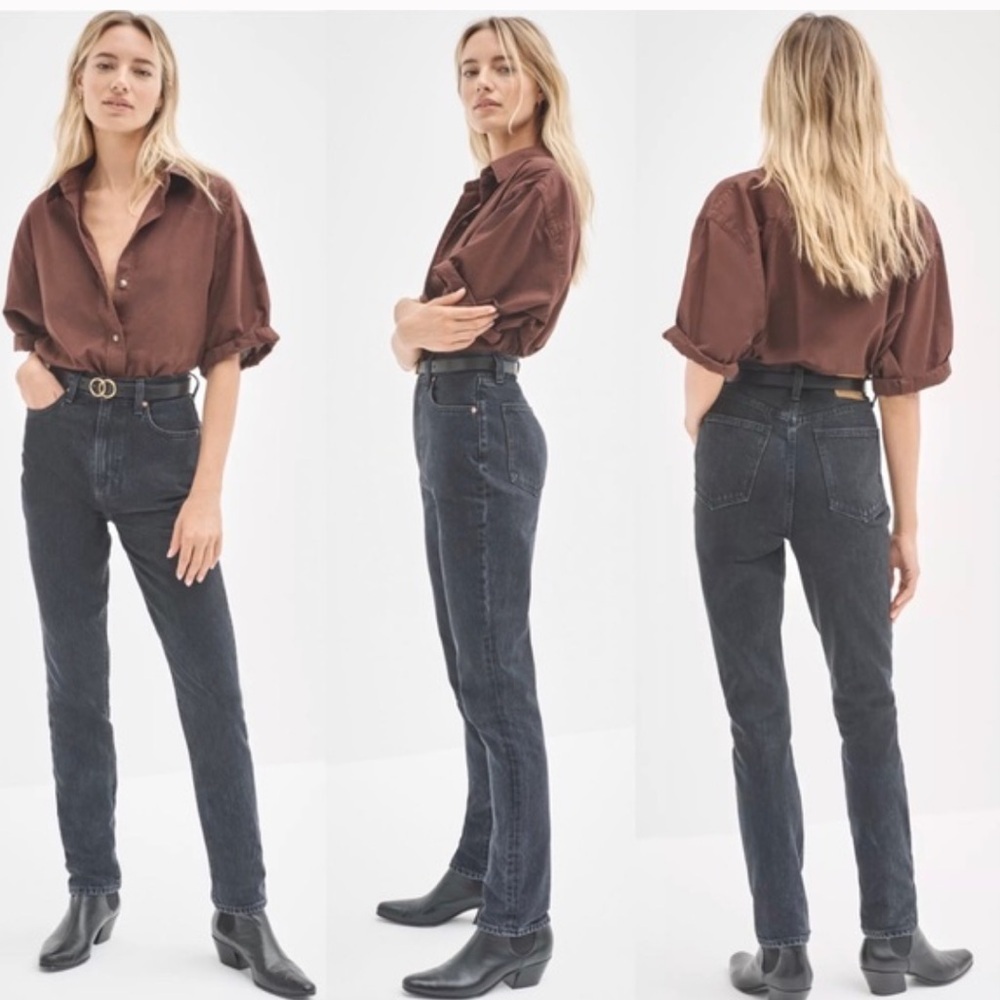 Aritzia Denim Forum Nina Super High Rise Cigarette Jeans in Washed Black Sz 24